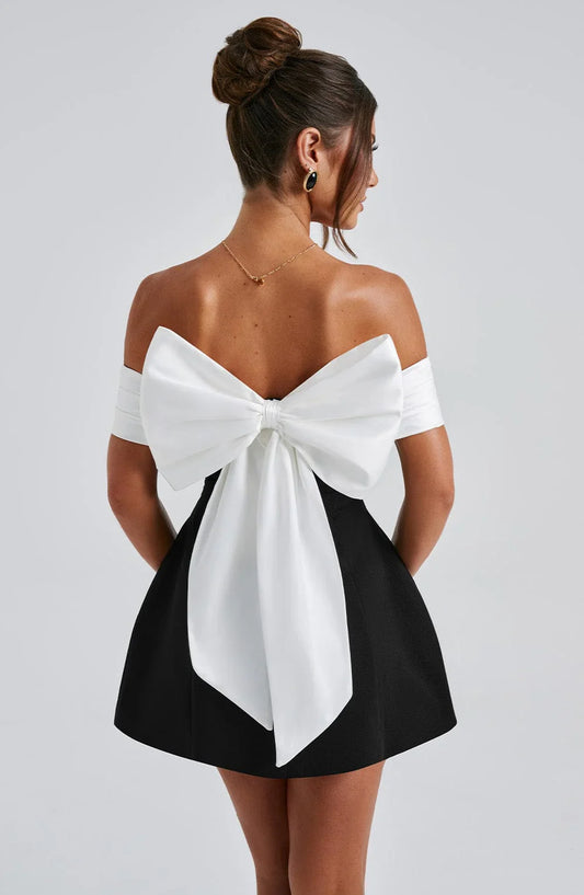 NOIR MINI DRESS - BLACK/WHITE